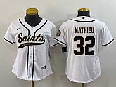 Women's New Orleans Saints #32 Tyrann Mathieu White With Patch Cool Base Stitched Baseball Jersey,baseball caps,new era cap wholesale,wholesale hats